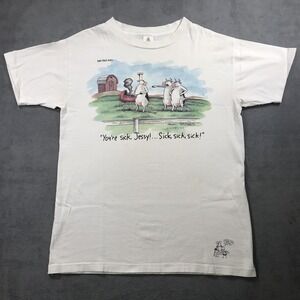 Vintage The Far Side Gary Larson Cows Tee Mens L Single Stitch USA Comics Funny
